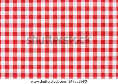 Red and white gingham tablecloth texture background, high detailed 