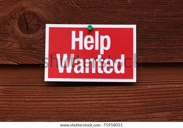 Red and White Help Wanted\
Sign