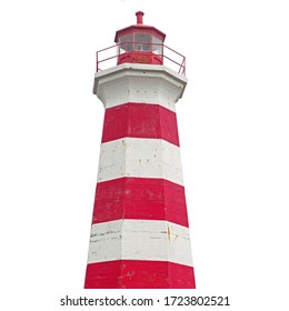 Red and white lighthouse isolated on white background