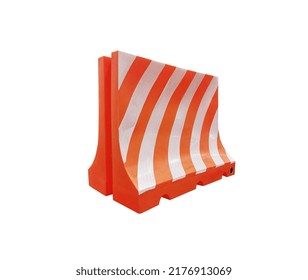 Red and white plastic barriers blocking the pathway. on white background