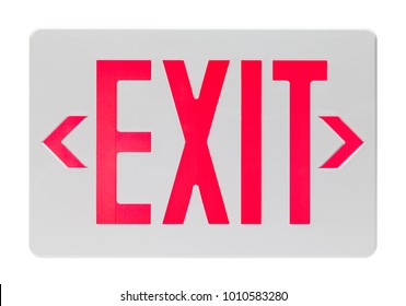 Red and White Plastic Exit Sign Isolated on a White Background.
