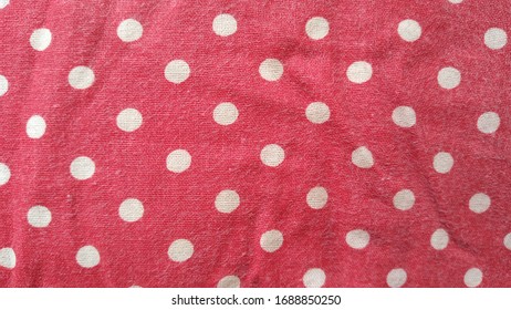 Red And White Polkadot Fabric Pattern In Real