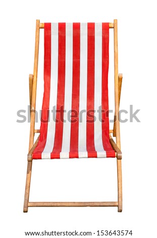 Red and white striped deckchair isolated on a white background