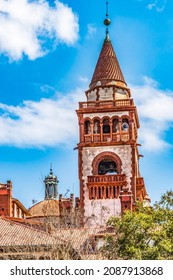 Red White Tower Flagler College St Augustine Florida. Small College Founded 1968, originally Ponce de Leon Hotel founded 1888 by Industrialist railroad Pioneer Henry Flagler - Shutterstock ID 2087913868