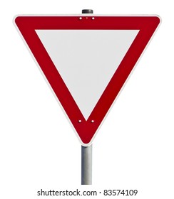 Rot-weißes Verkehrszeichen. Bild aufgenommen in Deutschland. mit Beschneidungspfad