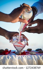 Red And White Unity Sand Set - Wedding Sand Set - Unity Sand Ceremony Set - Beach Wedding Decor