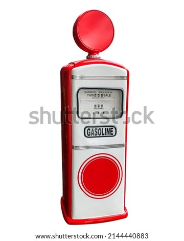 Red and white vintage gas pump
