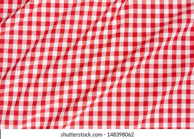 Red and white wavy tablecloth texture background 