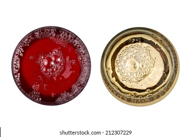 Red And White Wine Glasses, Top View