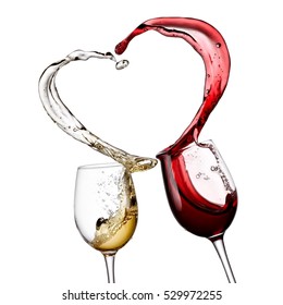 Red And White Wine Heart Splash