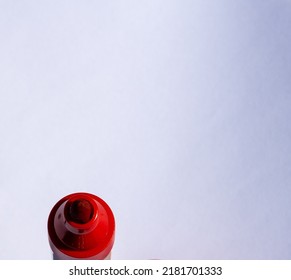 Red Whiteboard Marker Close Up. White Background.