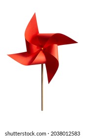 red windmill (pinwheel) toy isolated on white background