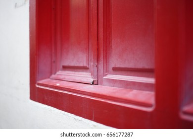 red window frame closeup