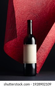 Red Wine Bottle With Empty Label. 