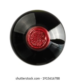 Red Wine Bottle With Red Head, Top View