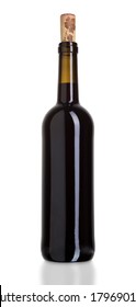 Red Wine Bottle Isolated On White Background