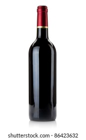 Red Wine Bottle. Isolated On White Background