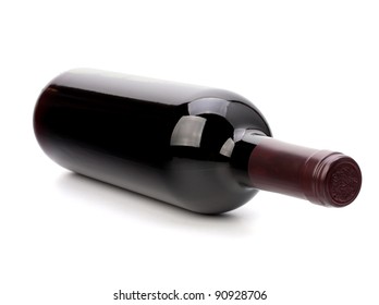 Red Wine Bottle Isolated On White Background