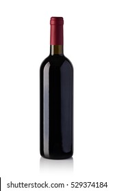 Red Wine Bottle Isolated Over White Background