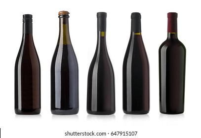 Red Wine And A Bottle Isolated Over White Background 