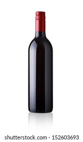 Red Wine Bottle - No Label Isolated On White Background 