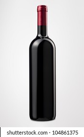 Red Wine Bottle On A White Background