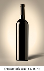 Red Wine Bottle With Shadow