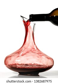 Red Wine Decantation on white Background