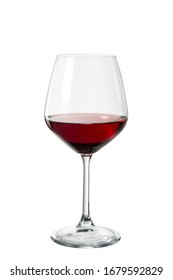 Red wine in an elegant glass with clipping path