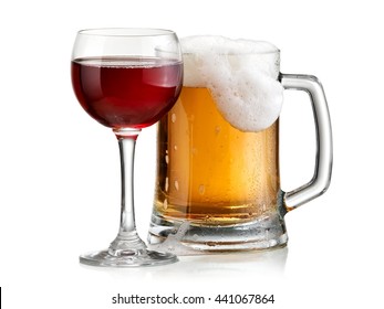 Red Wine Glass And Beer Mug