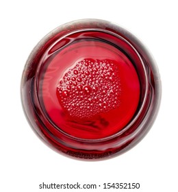 Red Wine Glass With Bubbles, Top View