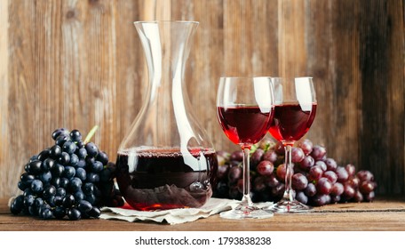 Red Wine In A Glass Decanter