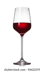 Red Wine In Glass Isolated On White