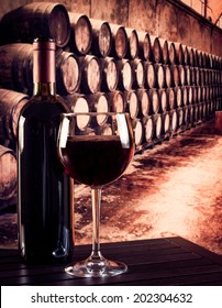 Red Wine Glass Near Bottle Old Stock Photo 202304632 | Shutterstock