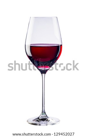 Red Wine in glass on white background