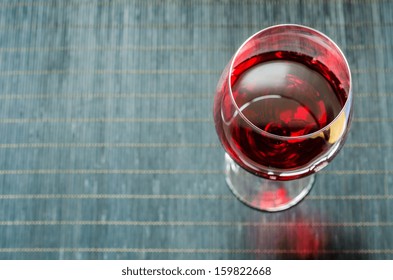 Red Wine In A Wine Glass. The Top View