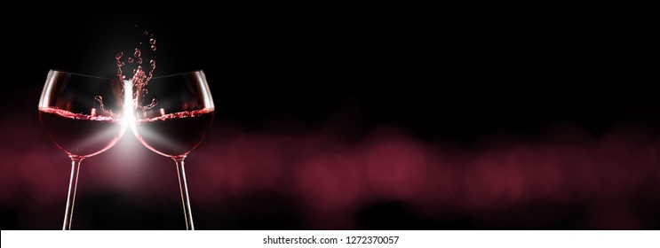 Red Wine, Red Wine Glasses Toast, Dark Background