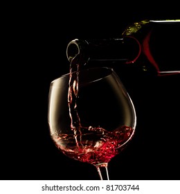 Red Wine On A Black Background