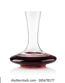 Red wine on a decanter isolated over white background