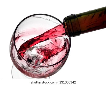 Red Wine Pour In A Glass, Top View