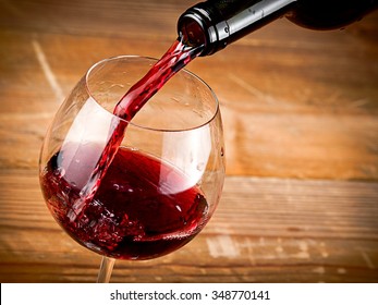 Red Wine Pouring, Close Up