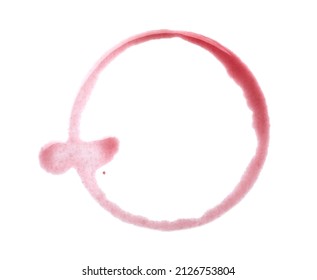 Red Wine Ring On White Background, Top View