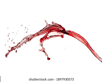 Red wine spill on white background