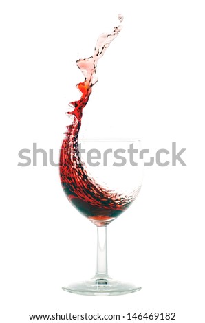 red wine splash before white background