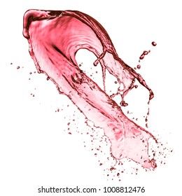 Red Wine Splash, Isolated On White Background