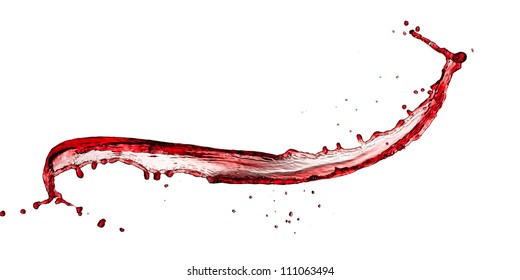 Red Wine Splash, Isolated On White Background