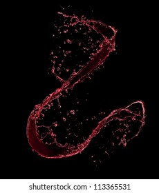 Red Wine Splash, Isolated On Black Background