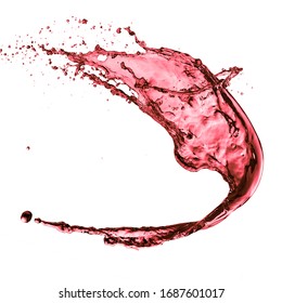 Red Wine Splash, Isolated On White Background