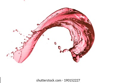 Red Wine Splash, Isolated On White Background