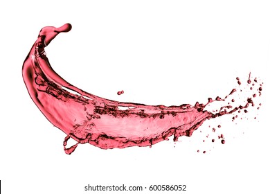 Red Wine Splash, Isolated On White Background